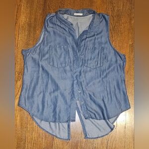Kenneth Cole Blue Sleeveless Button Down Shirt. Size 2x